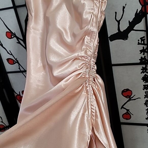 Miss Circle Montego Ruched Satin Side Slit Dress - Picture 7 of 11